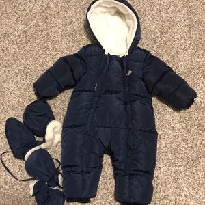 Navy blue infant snowsuit
